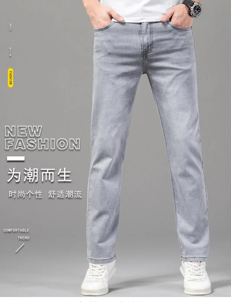 VaultHaus comfortable men's fashion jeans in light gray with a modern fit and stylish design