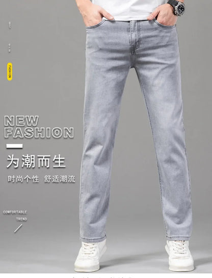 VaultHaus comfortable men's fashion jeans in light gray with a modern fit and stylish design