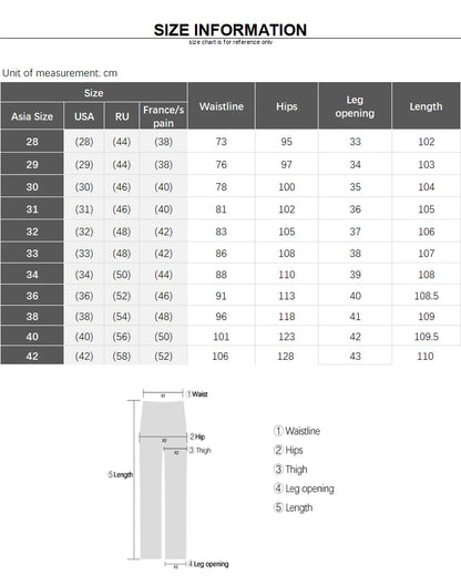 VaultHaus comfortable men's fashion jeans with detailed size chart for perfect fit