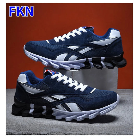 VaultHaus comfortable walking shoes unisex in navy blue and white with cushioned sole for everyday wear