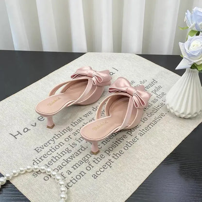 VaultHaus French style pink slippers with a charming bow for a chic and stylish look