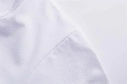 Close-up of a white handyman dad t-shirt showcasing soft fabric and neat stitching details