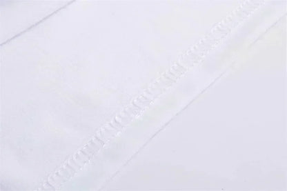 Close-up of a white handyman dad t-shirt showcasing detailed stitching and fabric texture