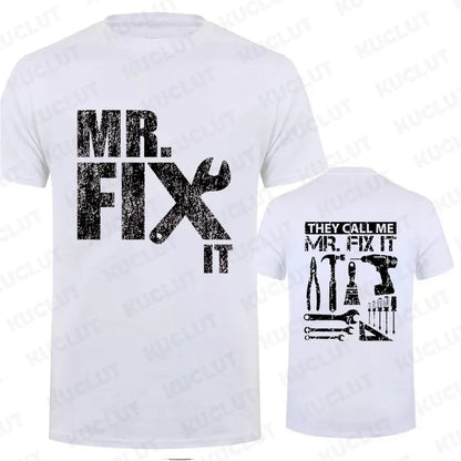 Mr Fix It Handyman Dad T-Shirt with Tool Design for DIY Enthusiasts