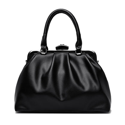 Elegant black high quality PU leather handbag with a stylish silhouette and sturdy handles