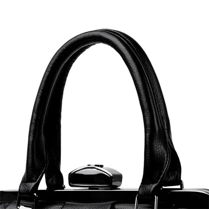 Close-up of high quality PU leather handbag handles with sleek finish and stylish design