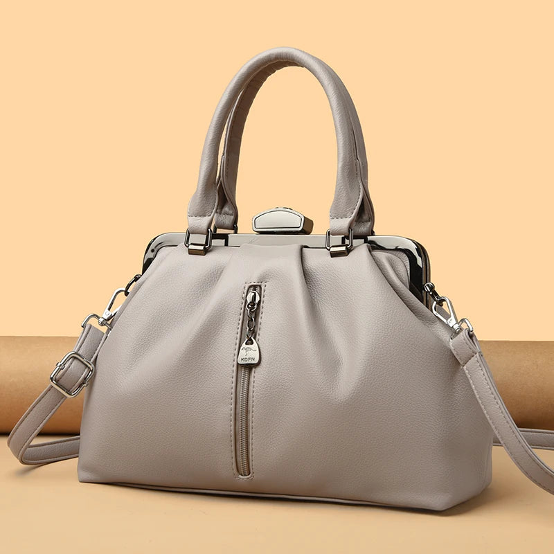 Elegant high quality PU leather handbag with stylish design and removable shoulder strap