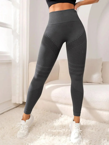VaultHaus high waist gym tights in dark gray with a stylish ribbed design for comfort and performance