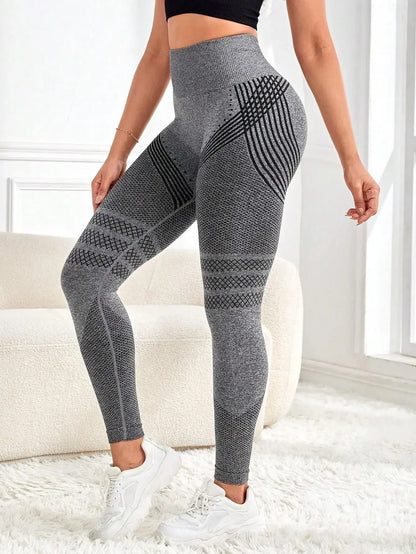VaultHaus high waist gym tights in gray with stylish pattern for ultimate comfort and performance