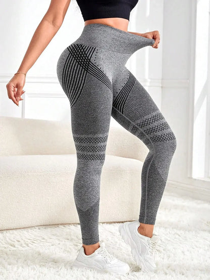 Stylish high waist gym tights in gray with a comfortable fit for active workouts