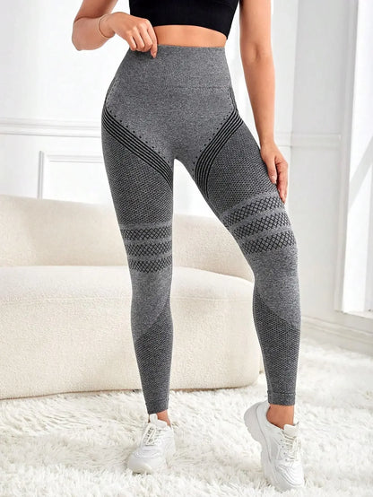VaultHaus high waist gym tights in gray with stylish patterns perfect for workouts and active wear