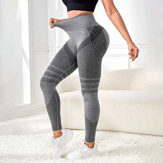VaultHaus high waist gym tights in grey with stylish pattern and comfortable fit for workouts