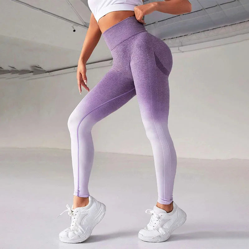 VaultHaus high waist seamless leggings in purple gradient for comfortable and stylish workouts