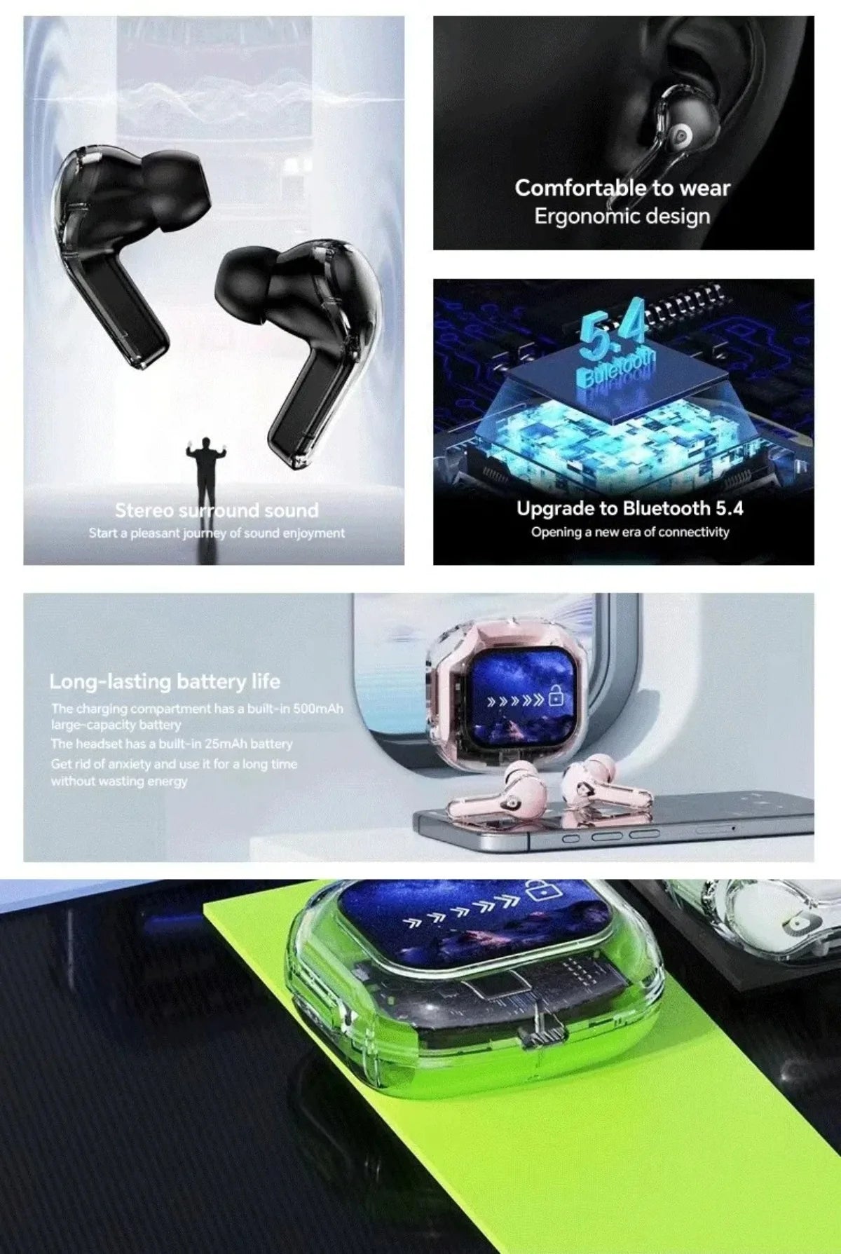 VaultHaus translation headphones with touch screen featuring ergonomic design and long-lasting battery life