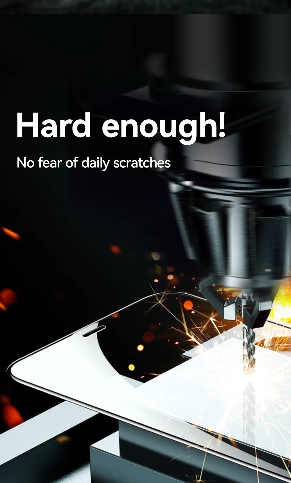 HD tempered glass screen protector for iPhone demonstrating scratch resistance and durability features