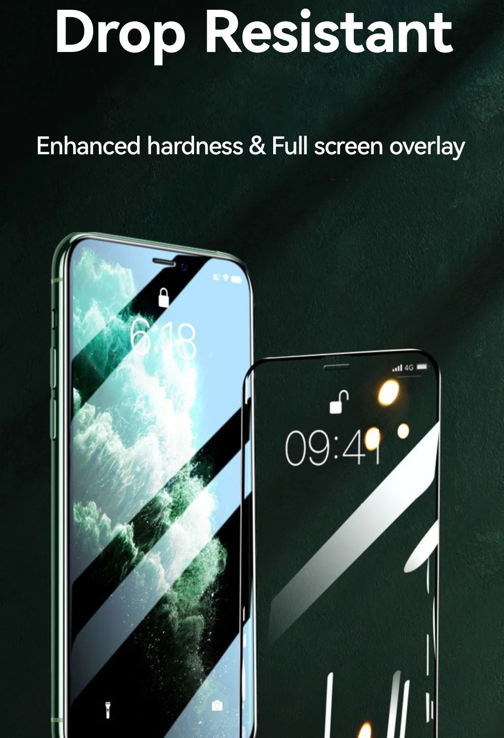 HD tempered glass screen protector for iPhone with enhanced hardness and full screen overlay