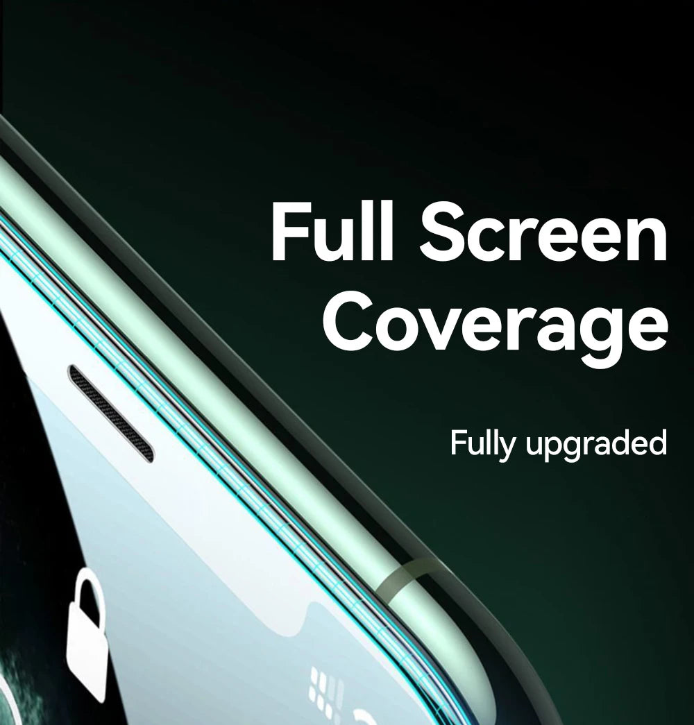 HD tempered glass screen protector for iPhone with full screen coverage and upgraded design features
