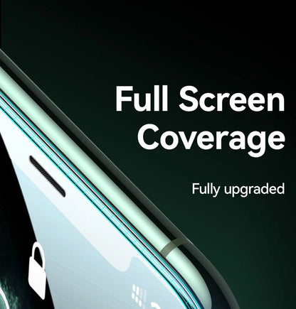 HD tempered glass screen protector for iPhone with full screen coverage and upgraded design features