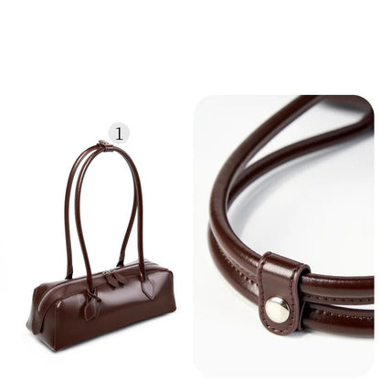 Stylish VaultHaus ladies baguette shoulder bag in brown with elegant long straps for everyday use