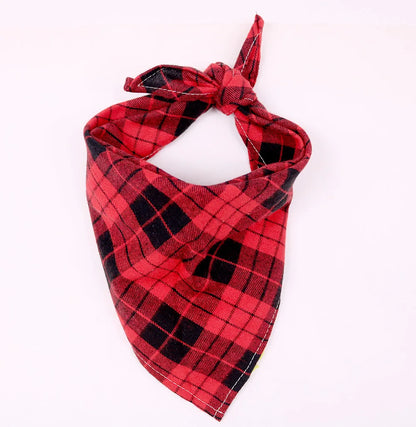 Red and black plaid large dog bandanas made from soft, durable fabric for stylish pets