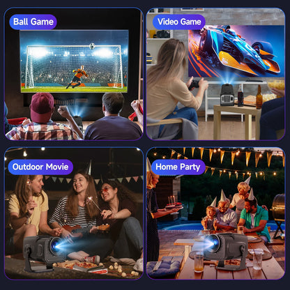 Versatile 720P Android projector for ball games, video games, outdoor movies, and home parties