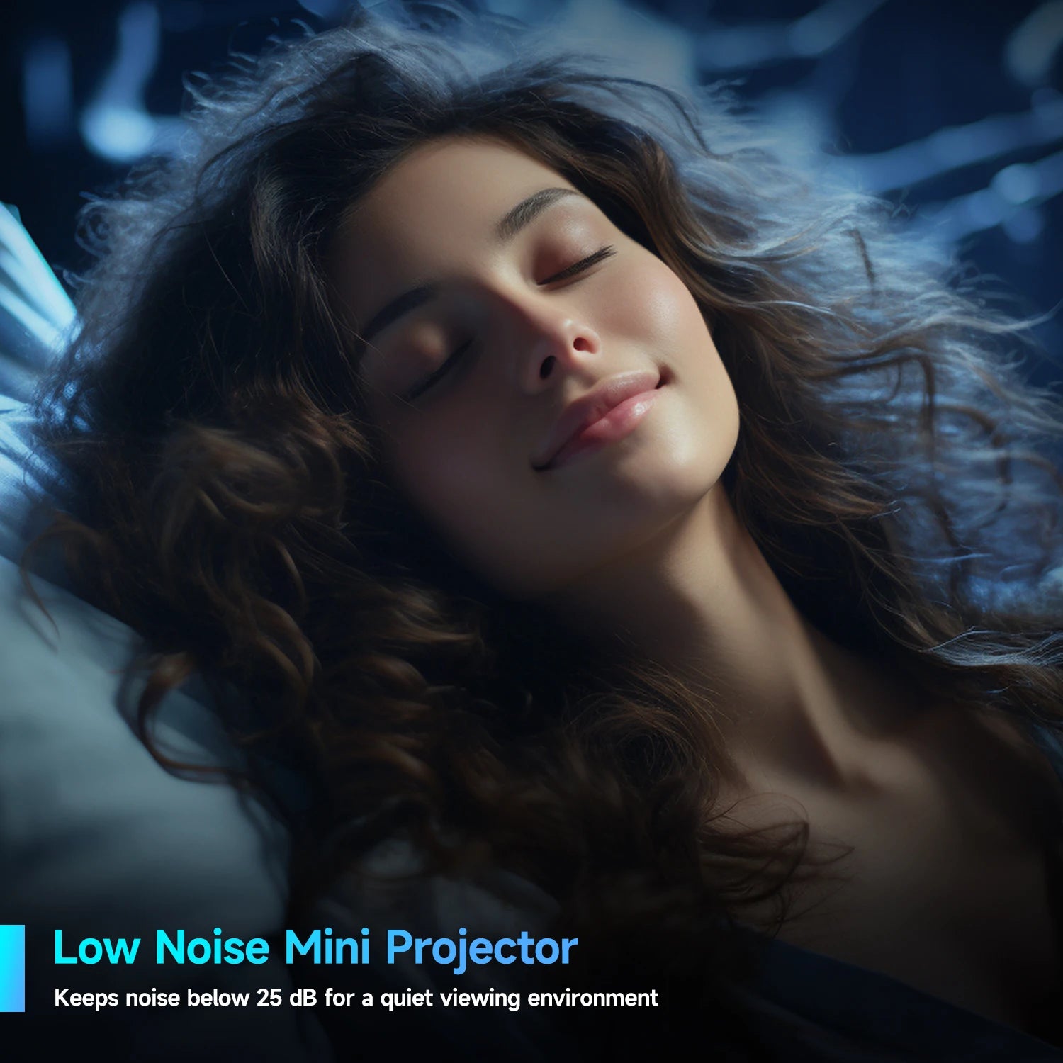 Low Noise Mini Projector showcasing features of 720P Android projector for quiet viewing experiences
