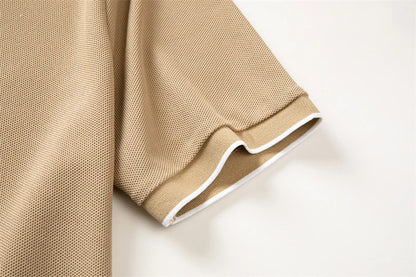 VaultHaus men's business casual polo shirt in beige with breathable fabric for comfort and style
