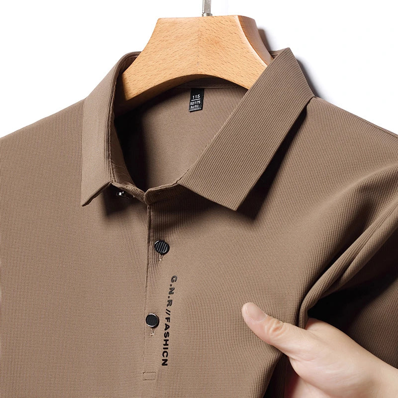 VaultHaus Solid Color Polo Shirt for Men in Brown with Classic Fit and Short Sleeves