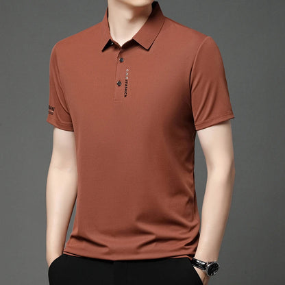 VaultHaus Solid Color Polo Shirt for Men in Brown with a Modern Fit and Short Sleeves