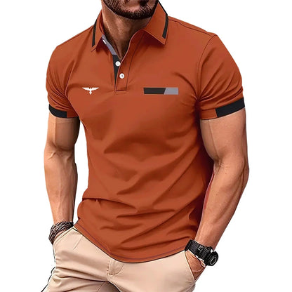 Men's summer golf polo 2024 in orange with stylish design and comfortable fit for warm weather play