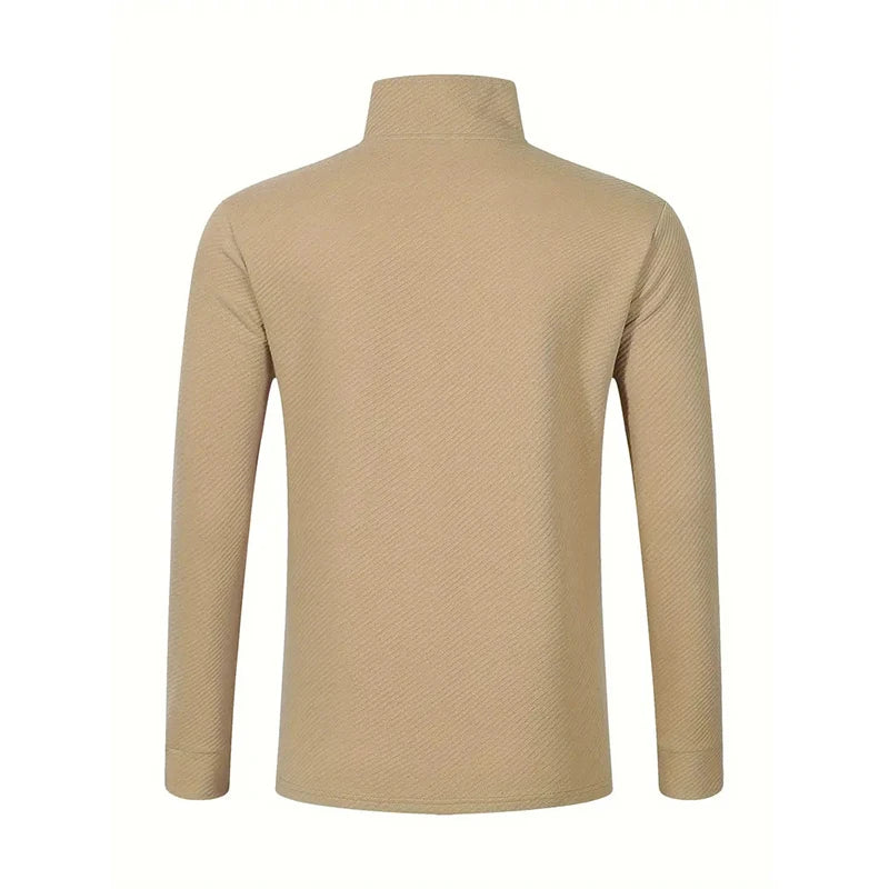 Back view of VaultHaus mens business comfortable breathable polo top in a stylish beige color