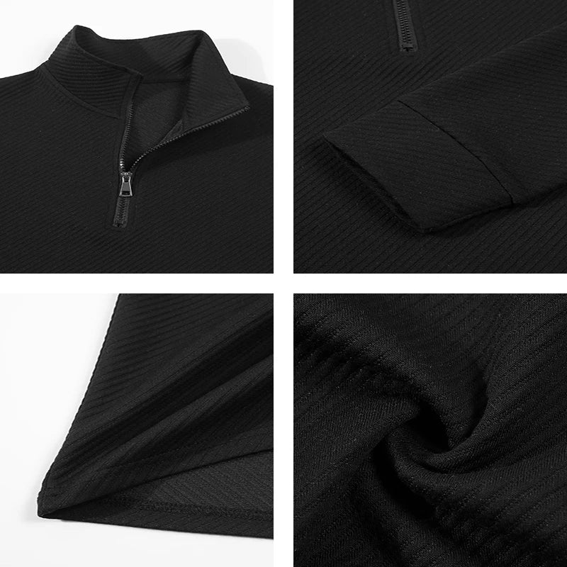 VaultHaus mens business comfortable breathable polo top with half-zip collar and textured fabric