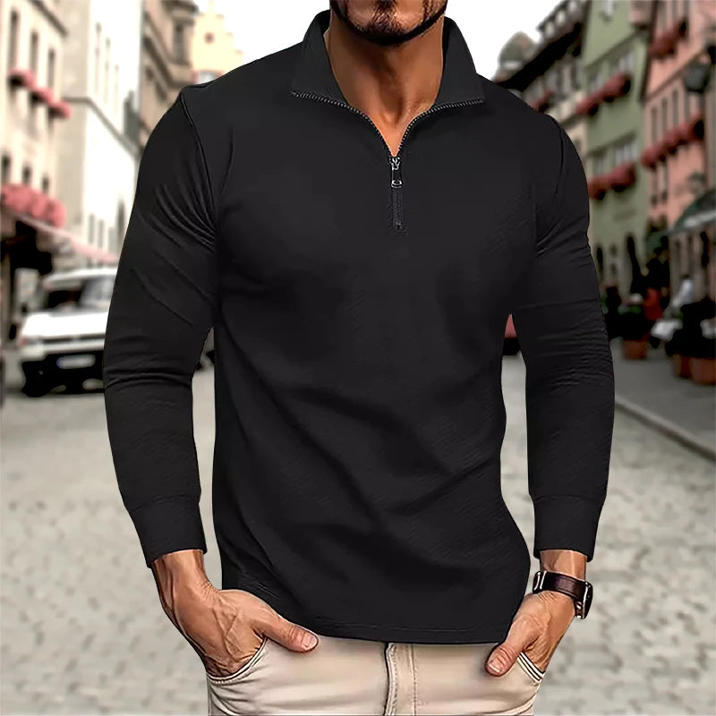 Stylish VaultHaus mens business comfortable breathable polo top in black for a polished look