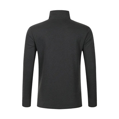 Back view of VaultHaus mens business comfortable breathable polo top in dark color for a sleek look