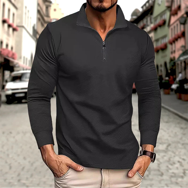 VaultHaus mens business comfortable breathable polo top in black for versatile casual looks