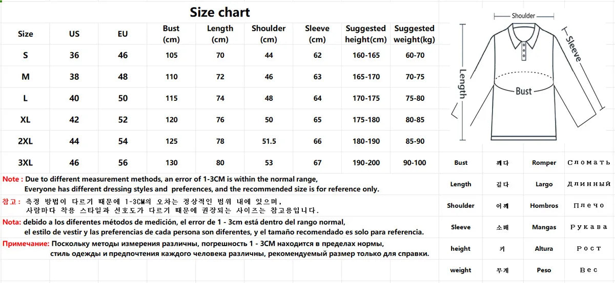 VaultHaus mens business comfortable breathable polo top size chart for perfect fit and comfort