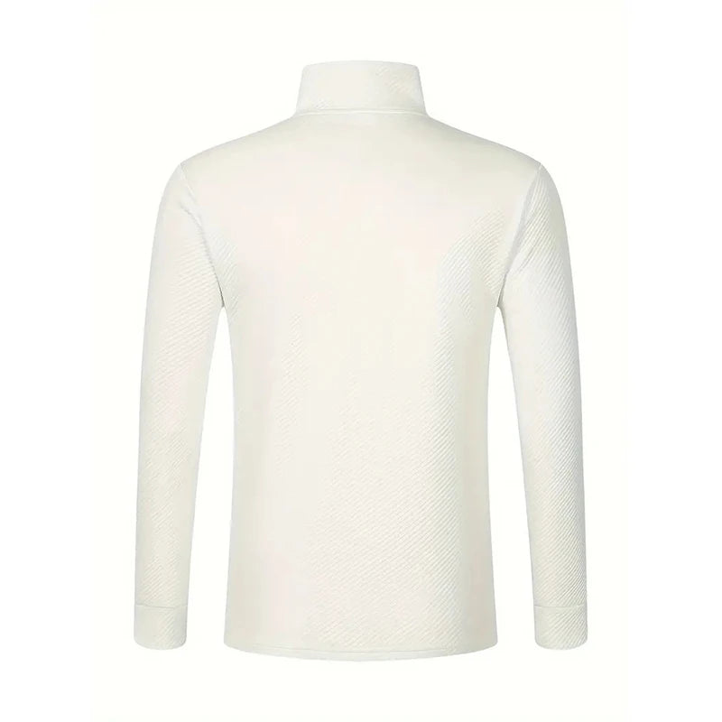 Back view of VaultHaus mens business comfortable breathable polo top in light color, designed for style and ease