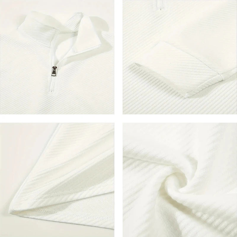 Close-up of VaultHaus men's business comfortable breathable polo top in white, showcasing material texture and collar details