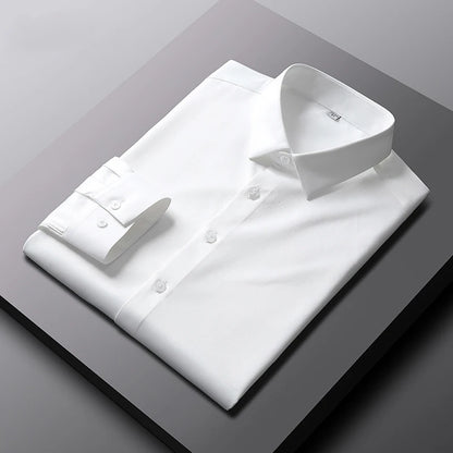 VaultHaus men's casual long sleeve non Ironing and wrinkle resistant business shirt in crisp white