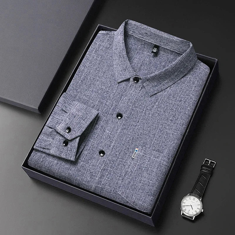 VaultHaus Men's Casual Long Sleeved Wrinkle Resistance No Ironing Printed Shirt in a gift box