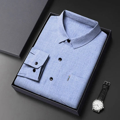 VaultHaus Men's Casual Long Sleeved Wrinkle Resistance No Ironing Printed Shirt in a stylish gift box