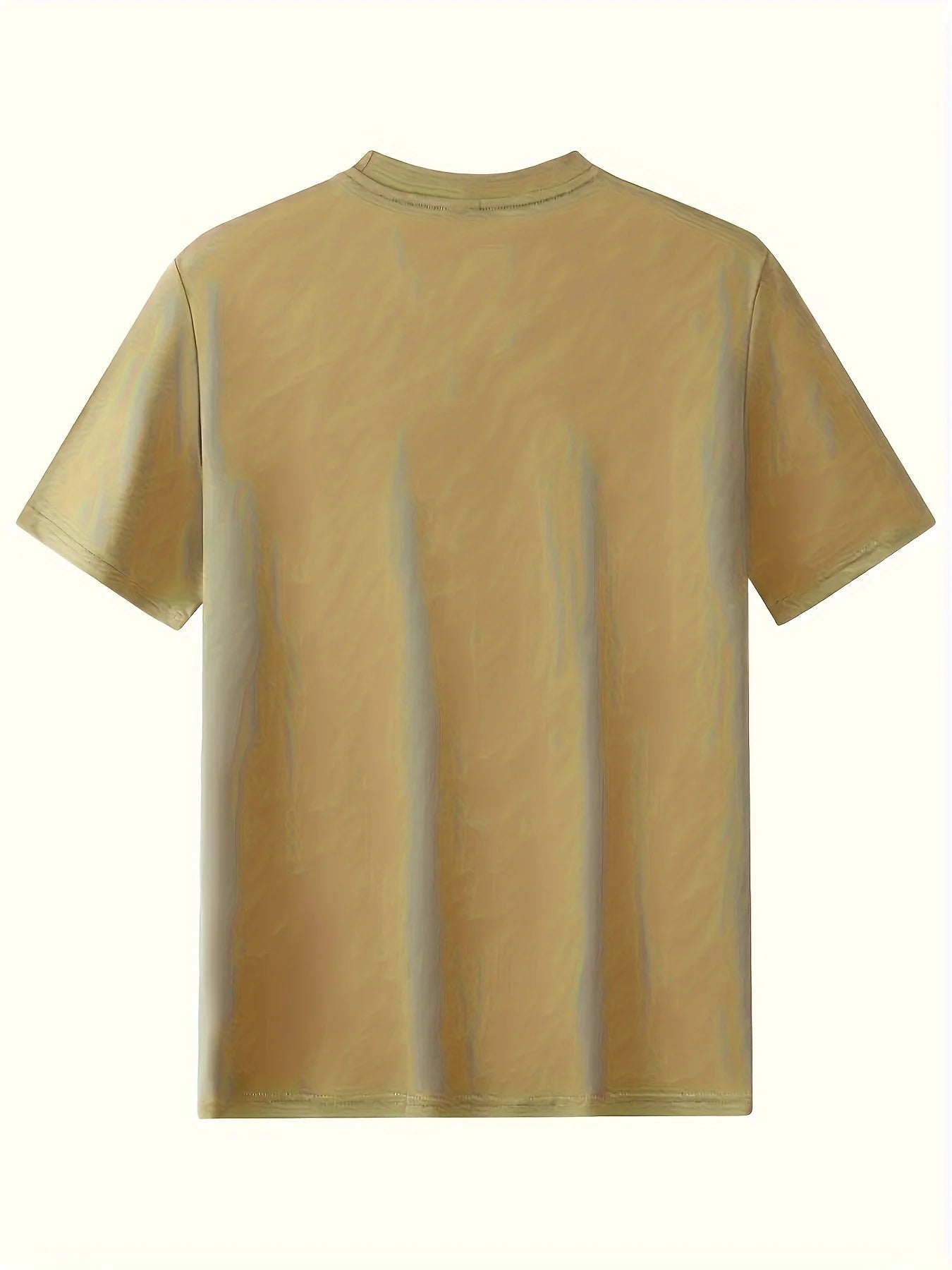 Back view of men's cotton compass t-shirt in soft yellow for casual summer wear
