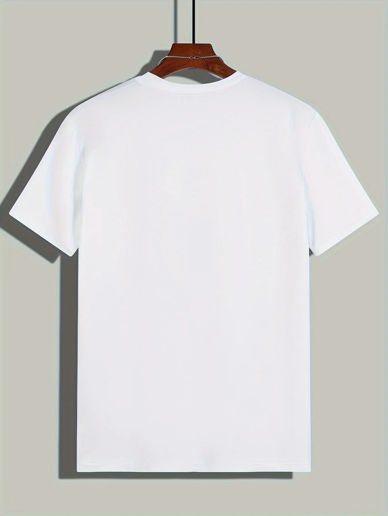 Back view of men's cotton graphic t-shirt in white, perfect for casual wear and everyday style