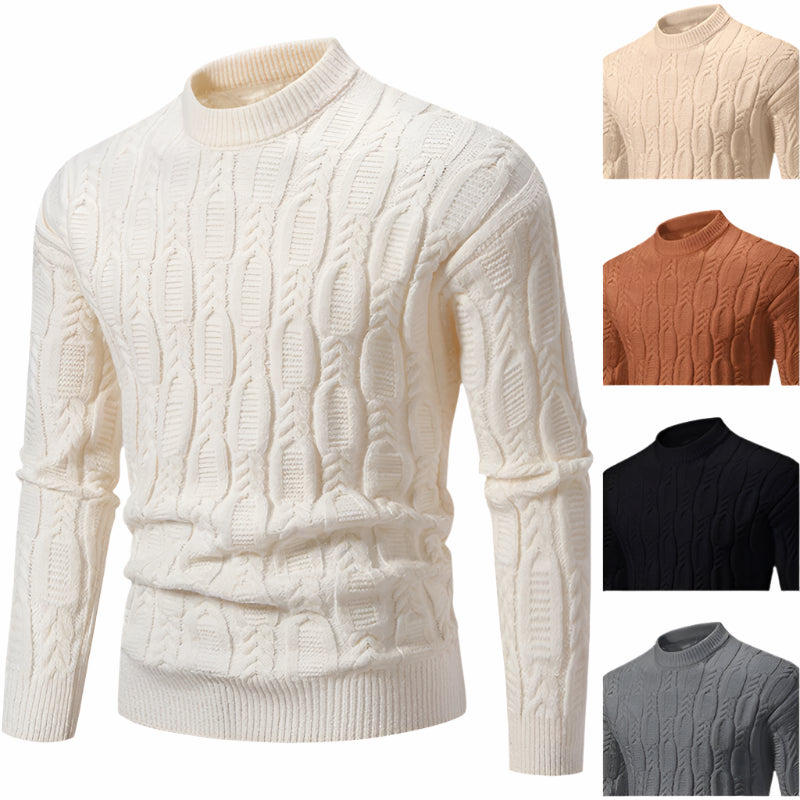 VaultHaus men's crew neck sweater in cream with cable knit design, available in multiple colors