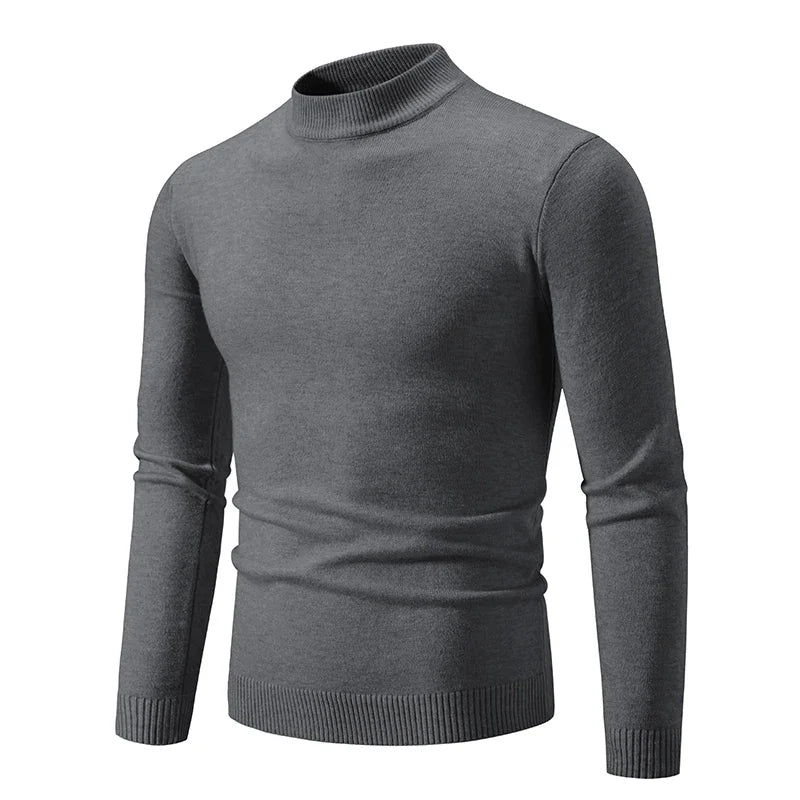 VaultHaus men's half neck sweater in gray, perfect for layering in cooler weather