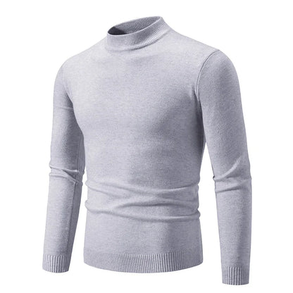 VaultHaus men's half neck sweater in light gray, perfect for stylish layering during cooler weather