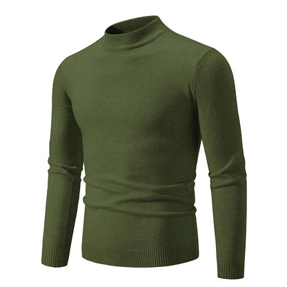 VaultHaus men's half neck sweater in green, offering stylish comfort for casual occasions