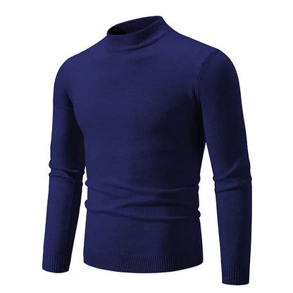 VaultHaus men's half neck sweater in navy blue, perfect for casual outings or layering