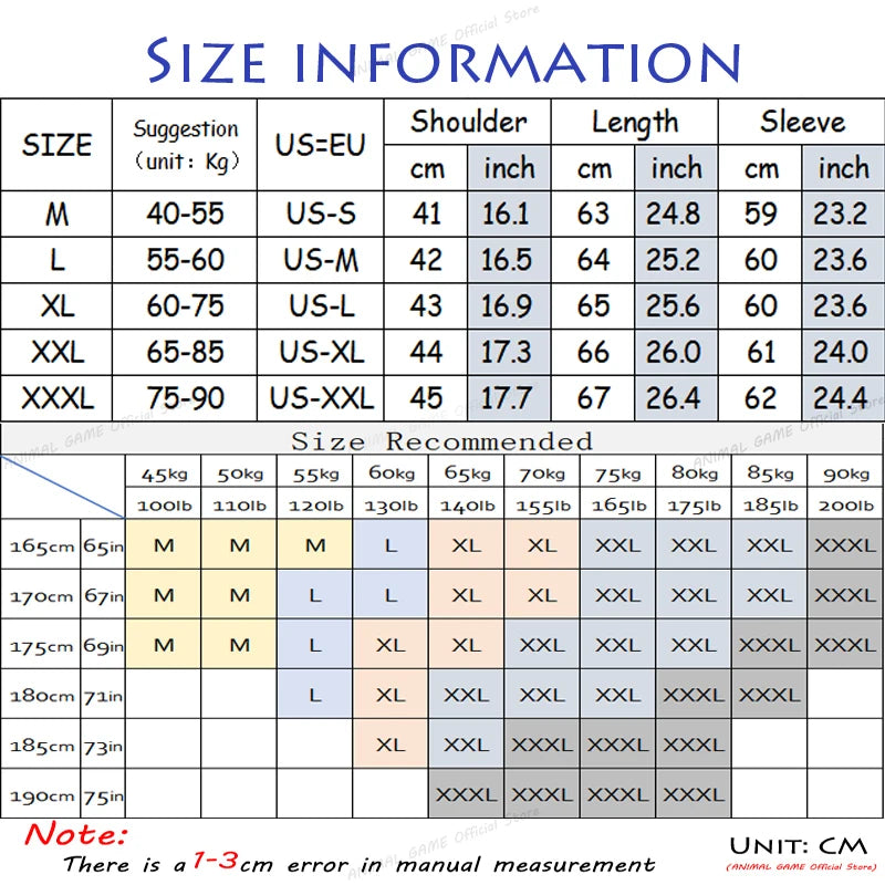 VaultHaus men's quarter zip sweater size information chart with measurements in centimetres and inches
