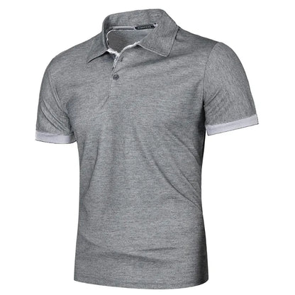 VaultHaus men's streetwear short sleeve polo in grey with a classic fit and soft fabric